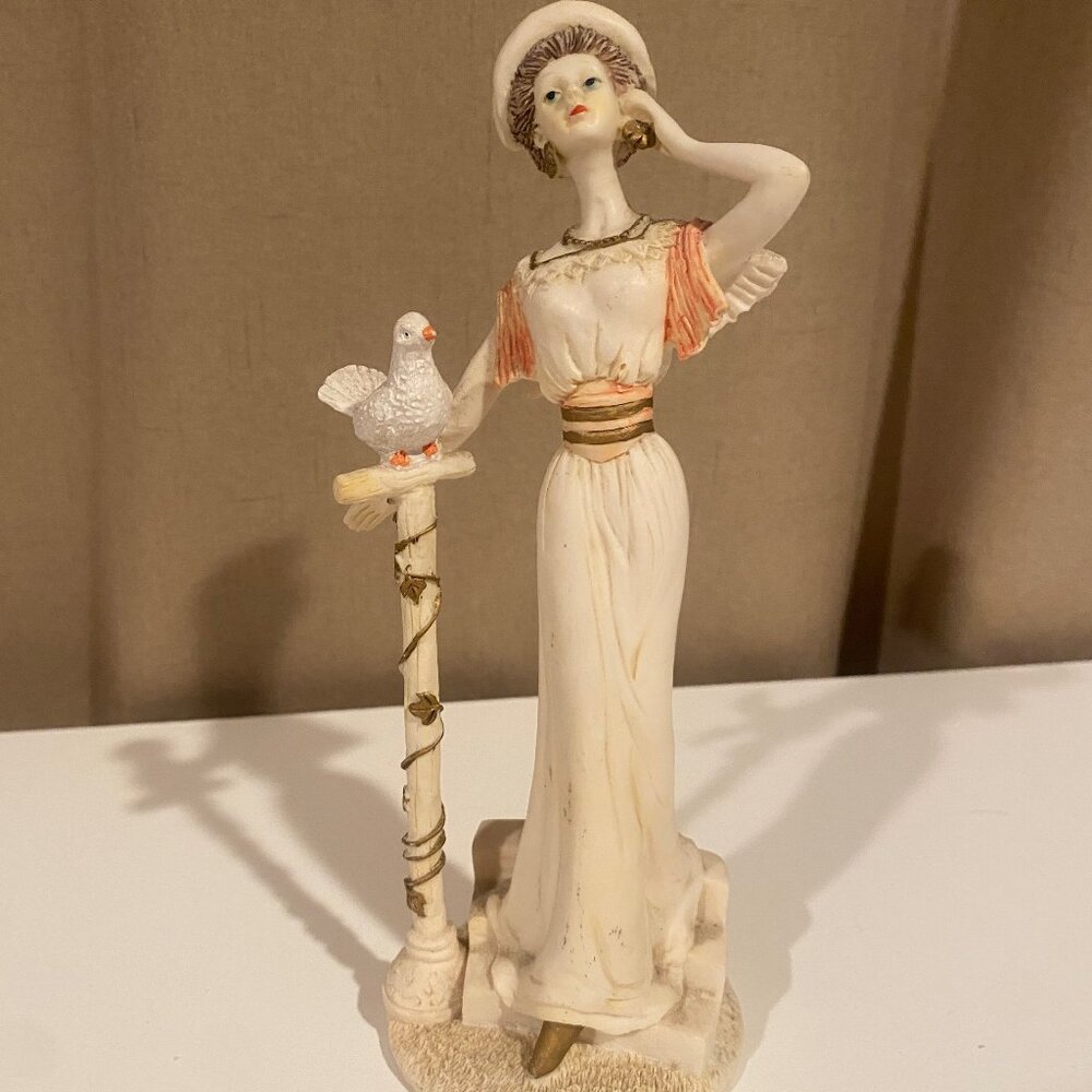 Vintage Artmark Marlo Collection Figurine  Victorian Lady with Dove ‎ 10"